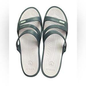 CROCS Navy and Lavender Patricia Wedge Sandals, Discontinued, Women’s Size 9 EUC